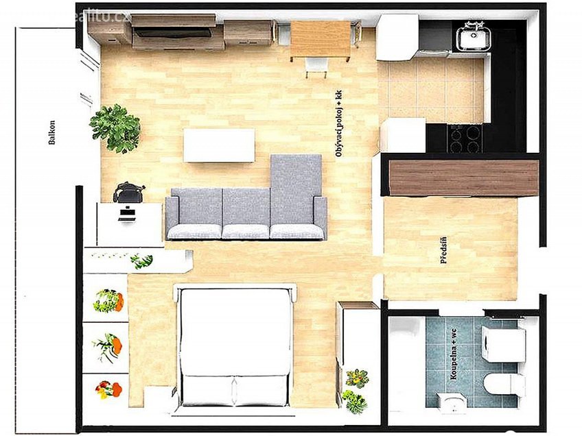 Pronájem bytu 1+kk 44 m^2 Brno, Hor.Heršpice, ul. Jižní, Brno 61900