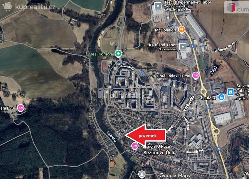 Prodej  stavebního pozemku 702 m^2 Táborská, Sezimovo Ústí 