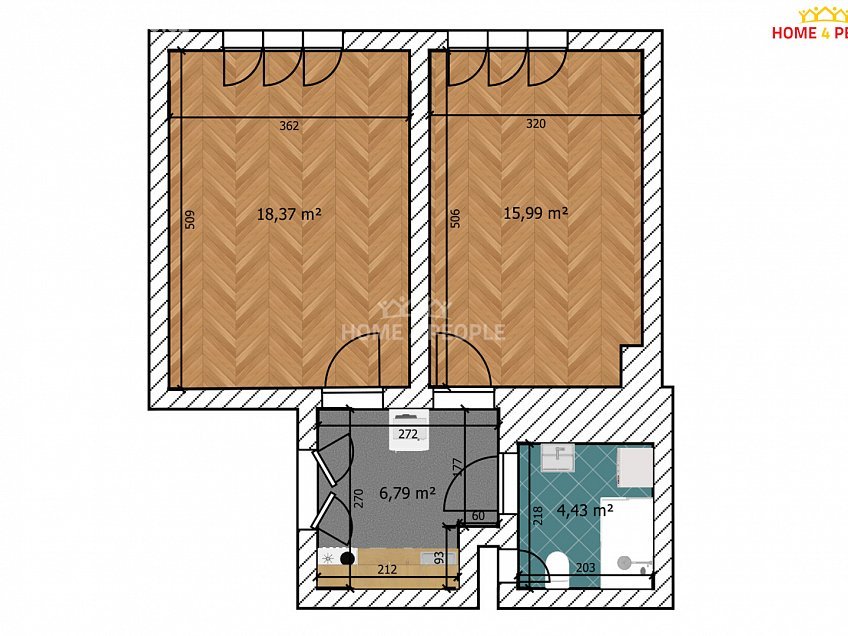 Pronájem bytu 2+1 48 m^2 Biskupcova, Praha 3 
