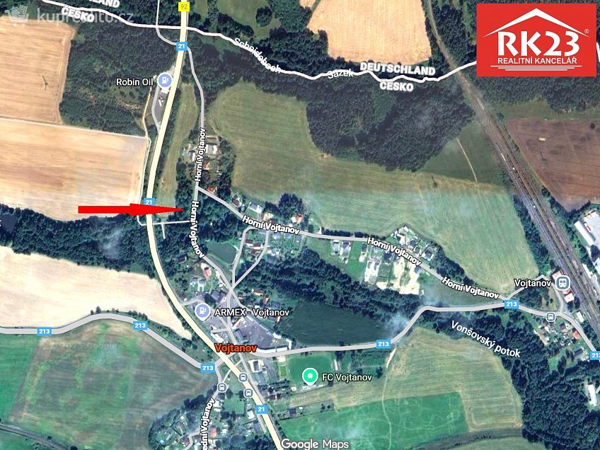 Prodej  stavebního pozemku 387 m^2 Vojtanov, Vojtanov 