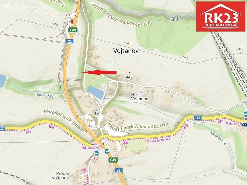 Prodej  stavebního pozemku 387 m^2 Vojtanov, Vojtanov 