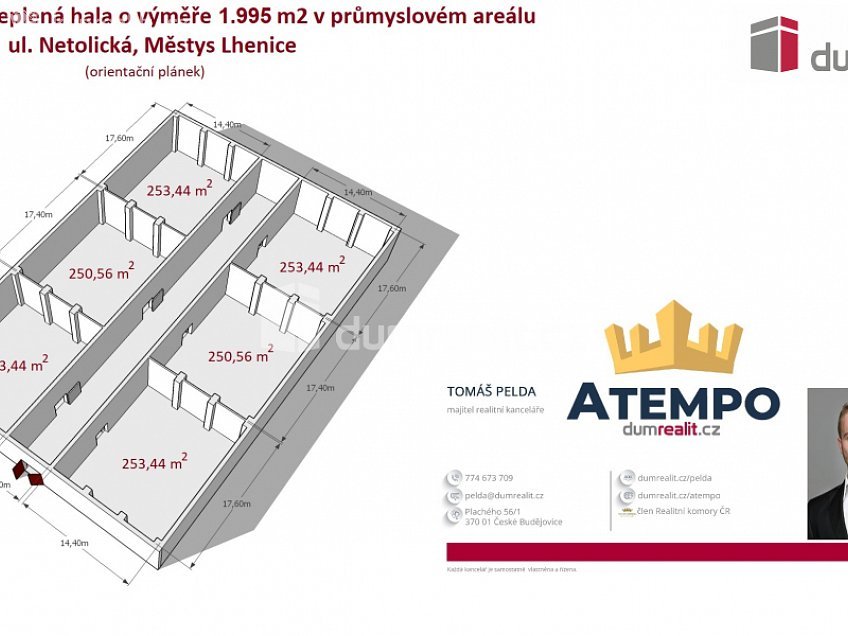 Pronájem  skladu 1582 m^2 Netolická, Lhenice 