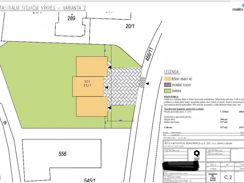 Prodej  stavebního pozemku 1725 m^2 Libeř, Libeř 