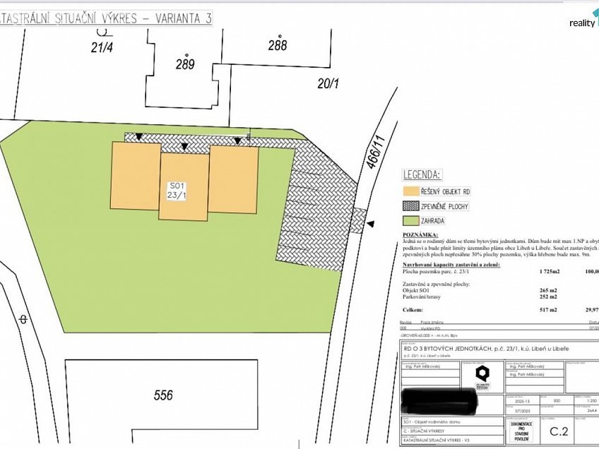 Prodej  stavebního pozemku 1725 m^2 Libeř, Libeř 
