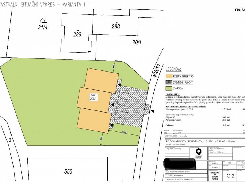 Prodej  stavebního pozemku 1725 m^2 Libeř, Libeř 