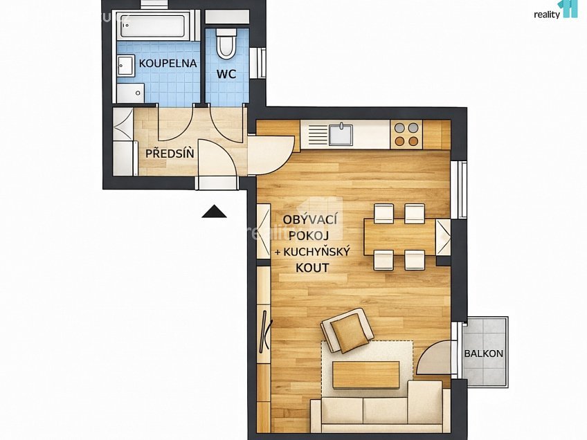 Prodej bytu 1+kk 38 m^2 Vestecká, Nehvizdy 