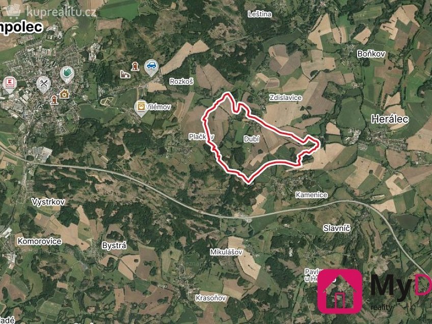 Prodej  pozemku 93 m^2 Herálec, Herálec 