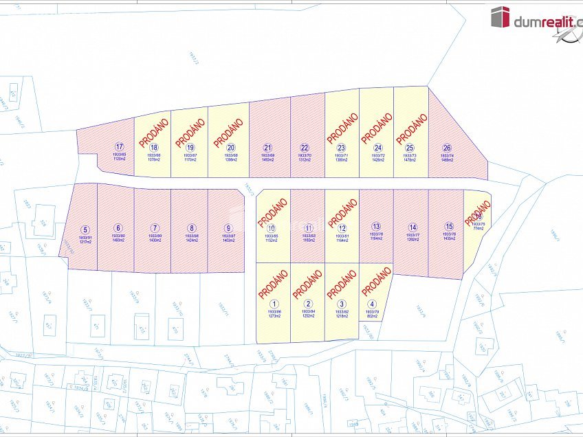 Prodej  stavebního pozemku 1424 m^2 Tři Sekery, Tři Sekery 