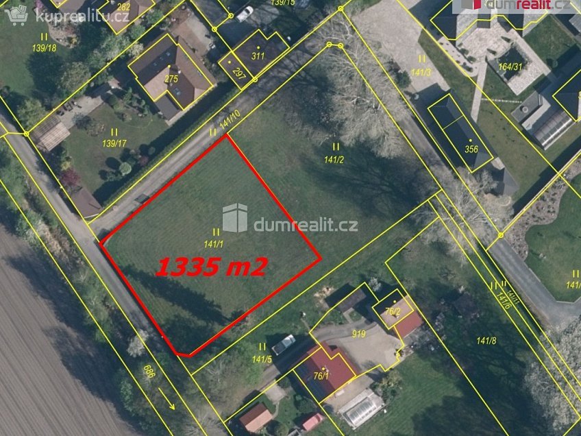 Prodej  stavebního pozemku 1335 m^2 Malý Újezd, Malý Újezd 