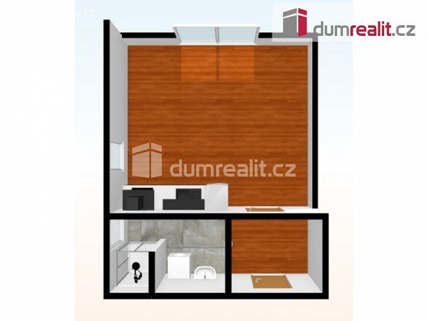 Pronájem bytu 1+kk 36 m^2 Klapálkova, Praha 11 