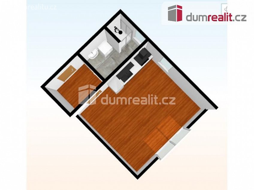 Pronájem bytu 1+kk 36 m^2 Klapálkova, Praha 11 