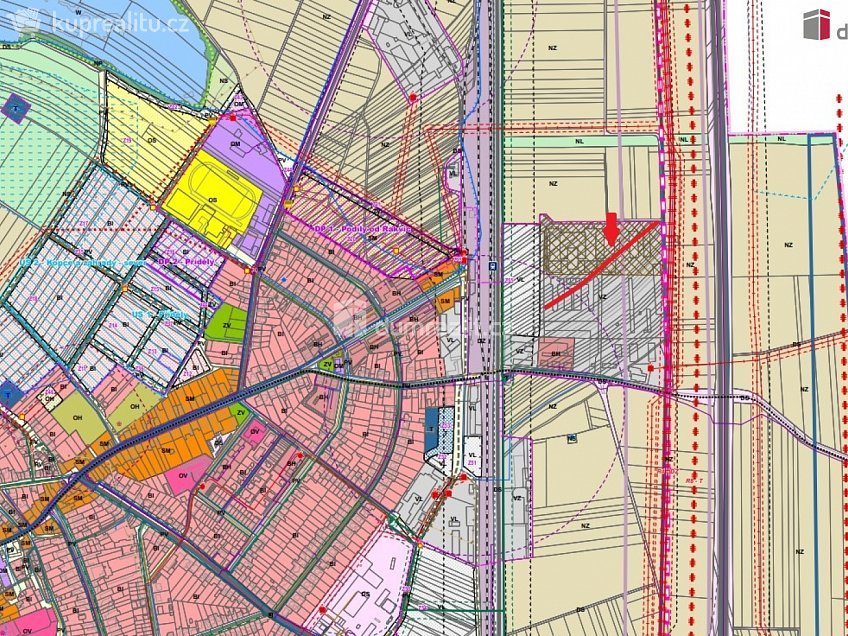 Prodej  stavebního pozemku 1255 m^2 Podivín, Podivín 