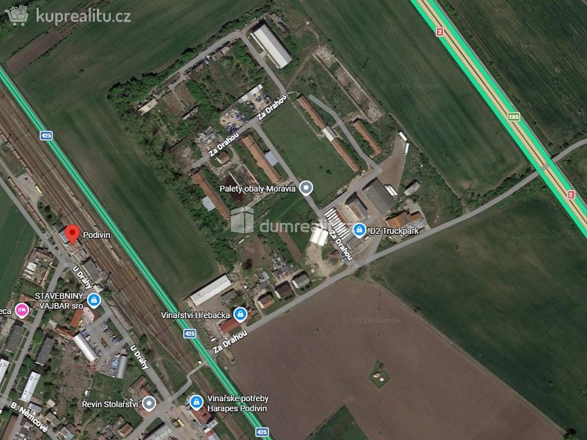 Prodej  stavebního pozemku 1255 m^2 Podivín, Podivín 