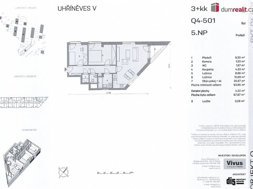 Prodej bytu 3+kk 68 m^2 Ke kříži, Praha 22 