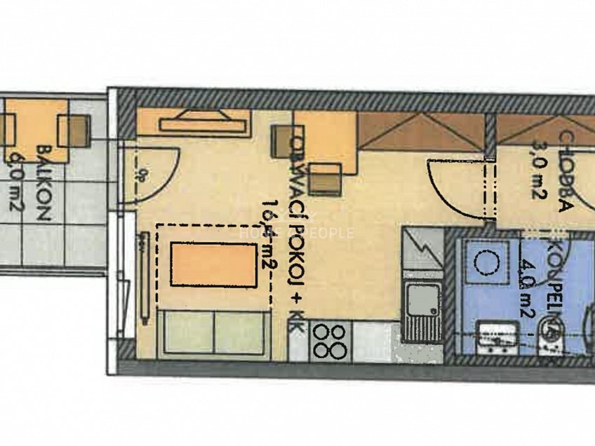 Prodej bytu 1+kk 24 m^2 Gollové, Praha 5 