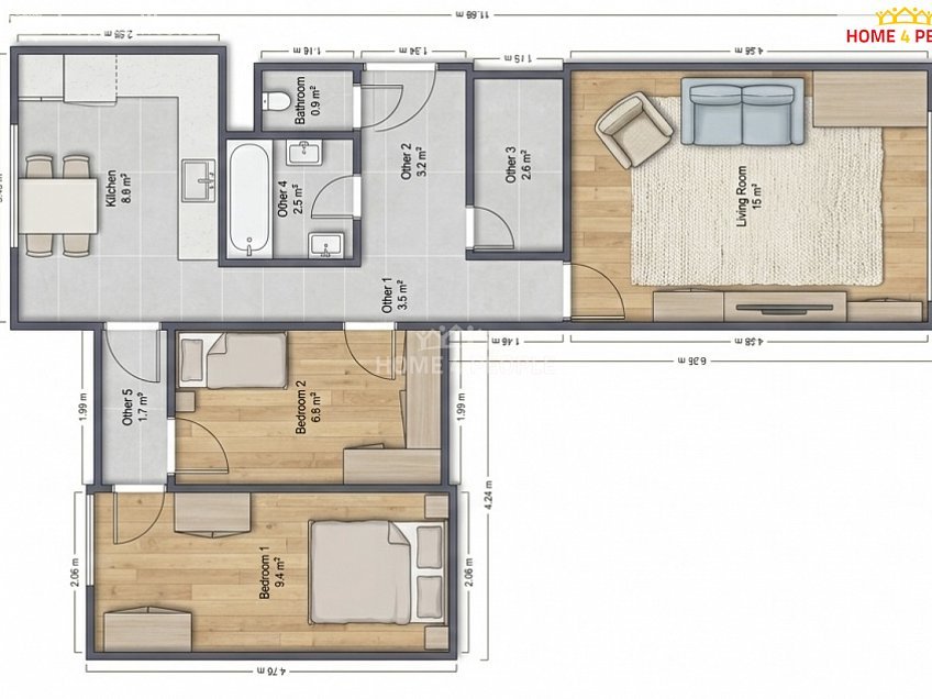Prodej bytu 3+1 61 m^2 Jilemnického, Ústí nad Orlicí 
