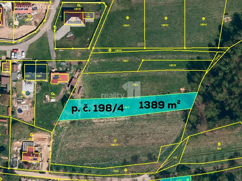 Prodej  pole 1389 m^2 Včelnička, Včelnička 