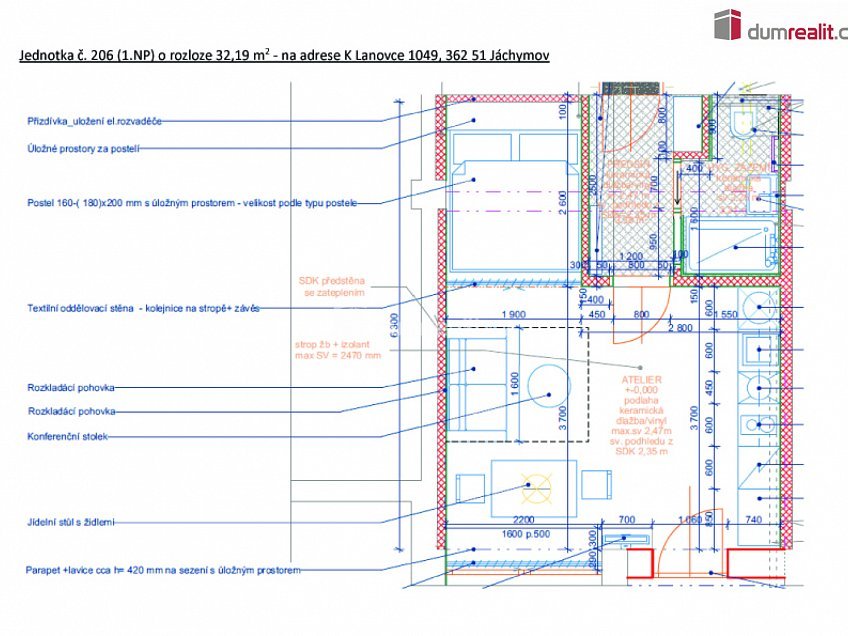 Prodej bytu 1+kk 32 m^2 K Lanovce, Jáchymov 