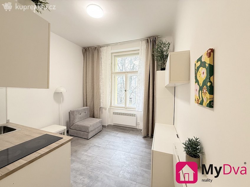 Pronájem bytu 1+kk 20 m^2 Na spojce, Praha 