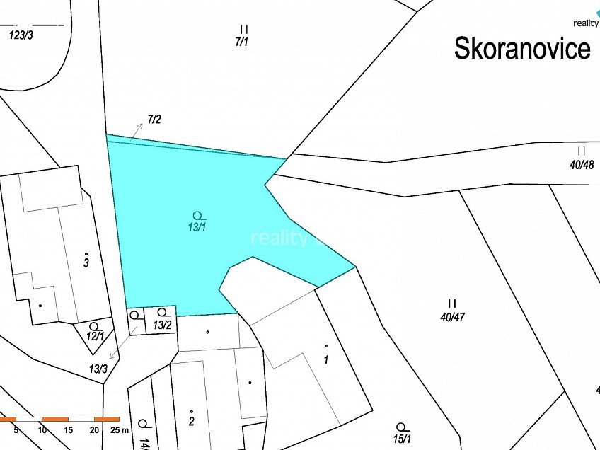 Prodej  stavebního pozemku 942 m^2 Martinice u Onšova, Martinice u Onšova 
