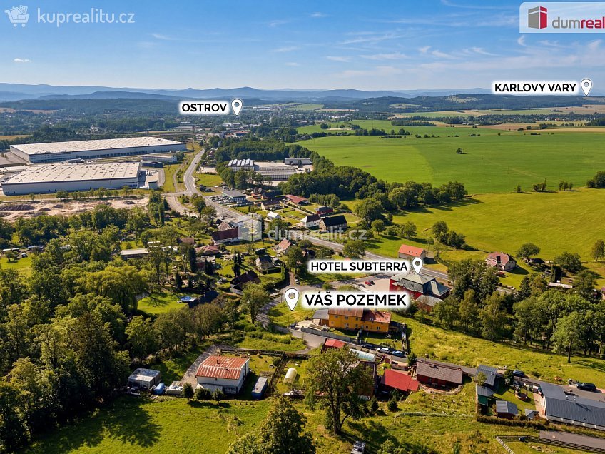 Prodej  stavebního pozemku 835 m^2 Ostrov, Ostrov 