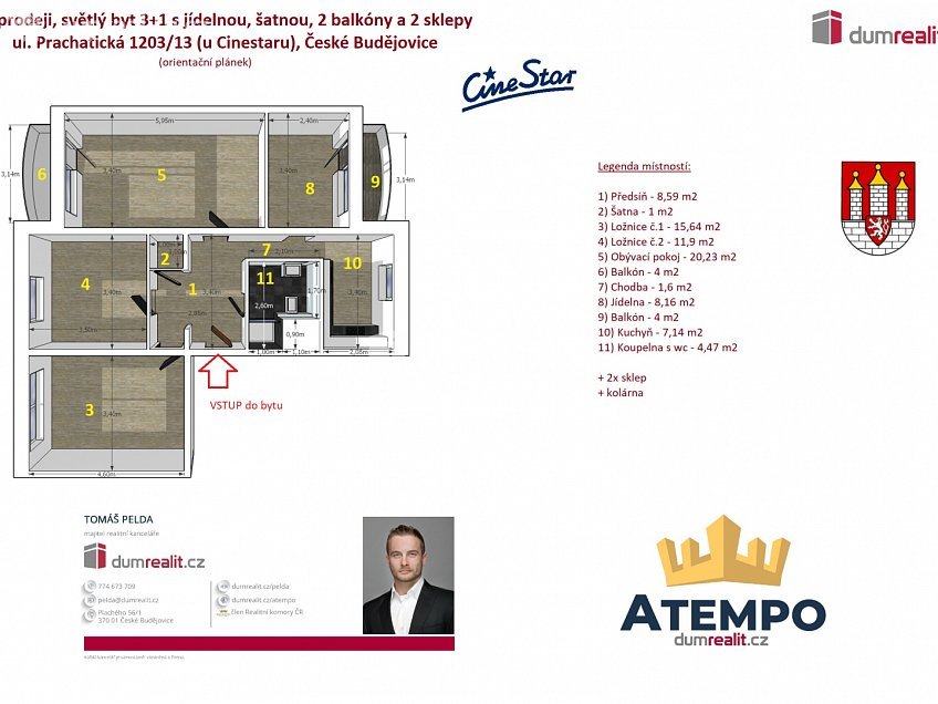 Prodej bytu 3+1 85 m^2 Prachatická, České Budějovice 