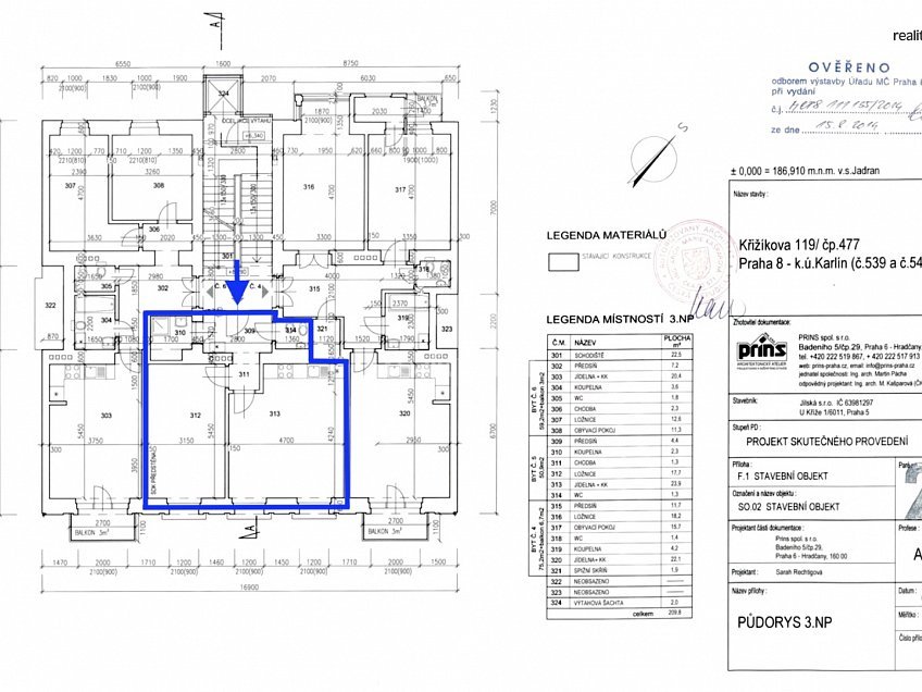 Pronájem bytu 2+kk 51 m^2 Křižíkova, Praha 8 