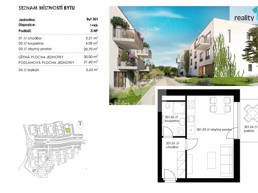 Pronájem bytu 1+kk 30 m^2 K Zelené louce, Plzeň 