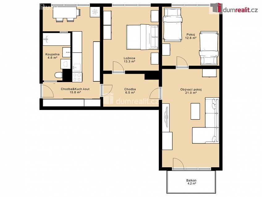 Pronájem bytu 3+1 78 m^2 Sídliště Plešivec, Český Krumlov 