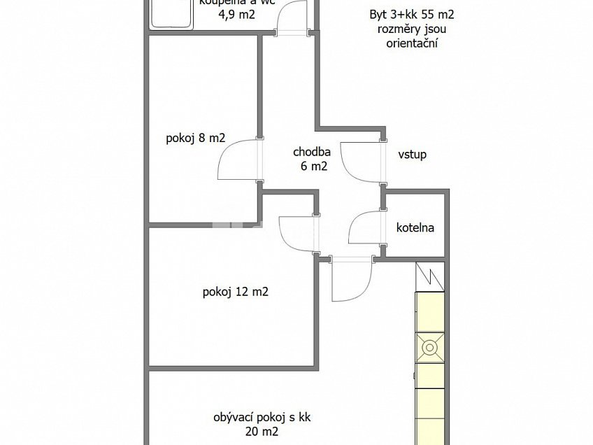 Pronájem bytu 3+kk 55 m^2 Jiřího z Poděbrad, Mělník 