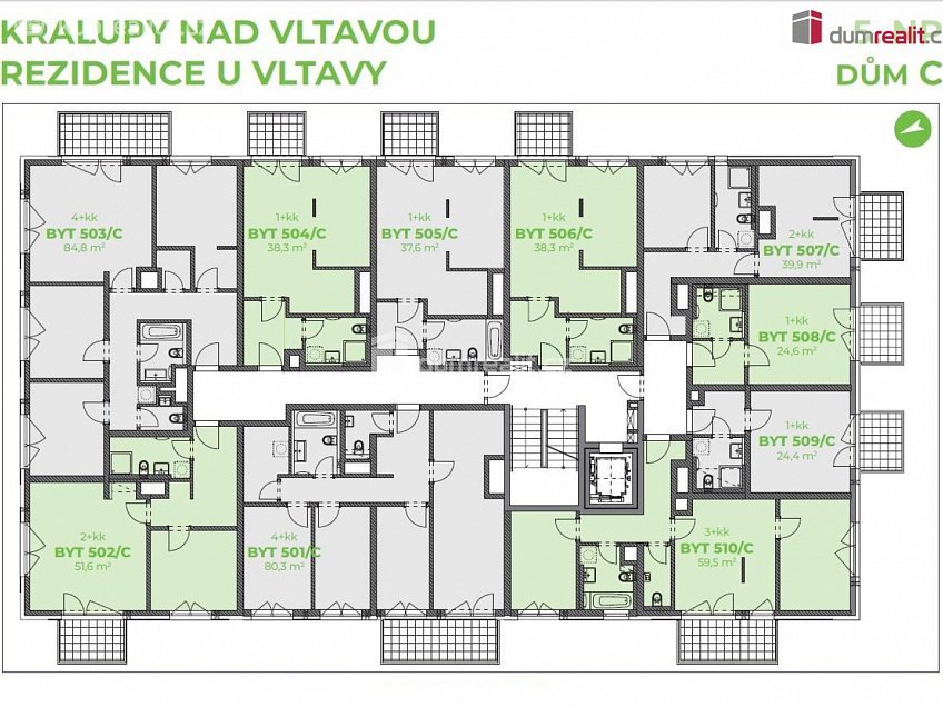 Prodej bytu 1+kk 40 m^2 Nádražní, Kralupy nad Vltavou 