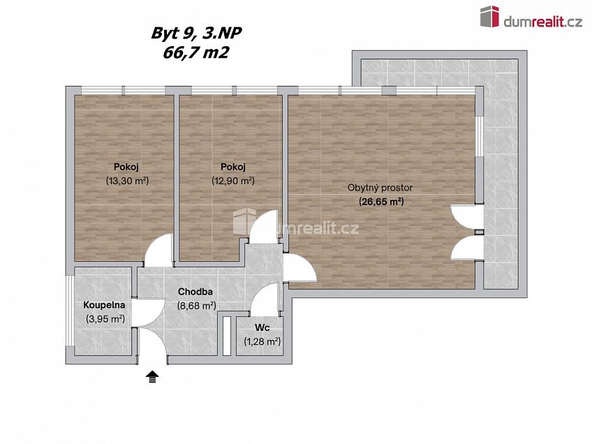 Prodej bytu 3+kk 66 m^2 Rohelova, Mělník 