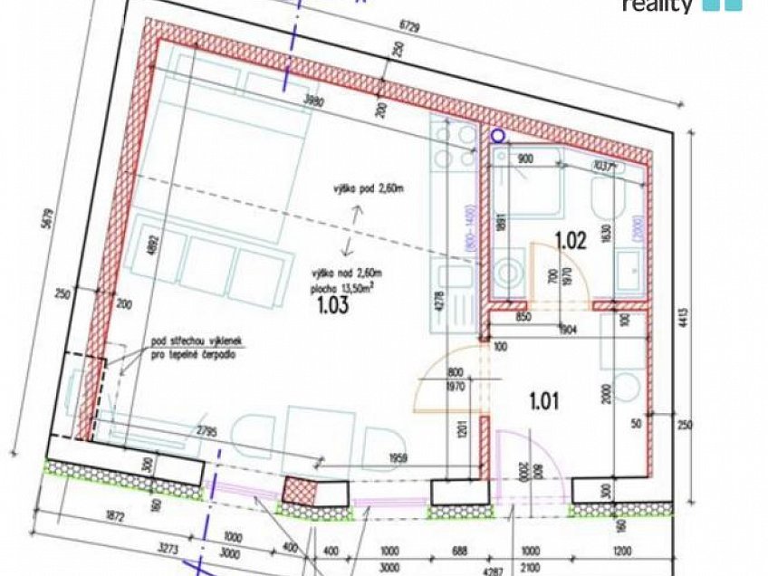 Pronájem bytu 1+kk 34 m^2 Michelská, Praha 4 