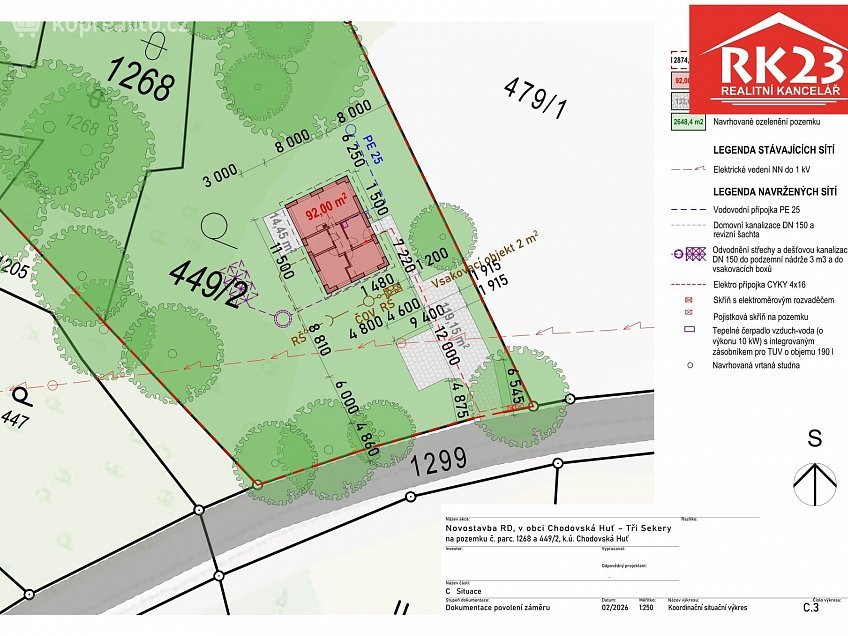 Prodej  stavebního pozemku 2874 m^2 Tři Sekery, Tři Sekery 
