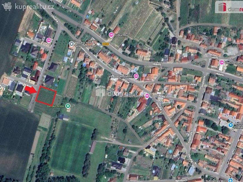 Prodej  stavebního pozemku 1269 m^2 Dlouhá, Přítluky 