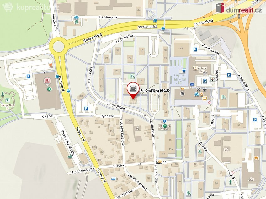 Pronájem bytu 1+kk 24 m^2 Fr. Ondříčka, České Budějovice 