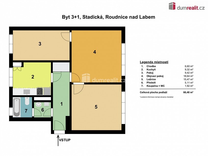 Prodej bytu 3+1 66 m^2 Stadická, Roudnice nad Labem 