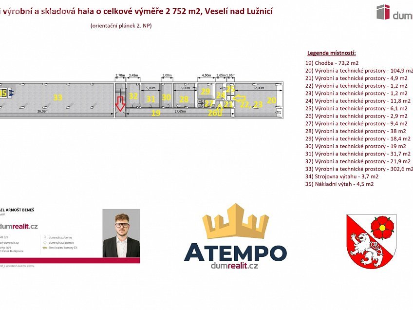 Prodej  výrobních prostor 2752 m^2 Svinenská, Veselí nad Lužnicí 