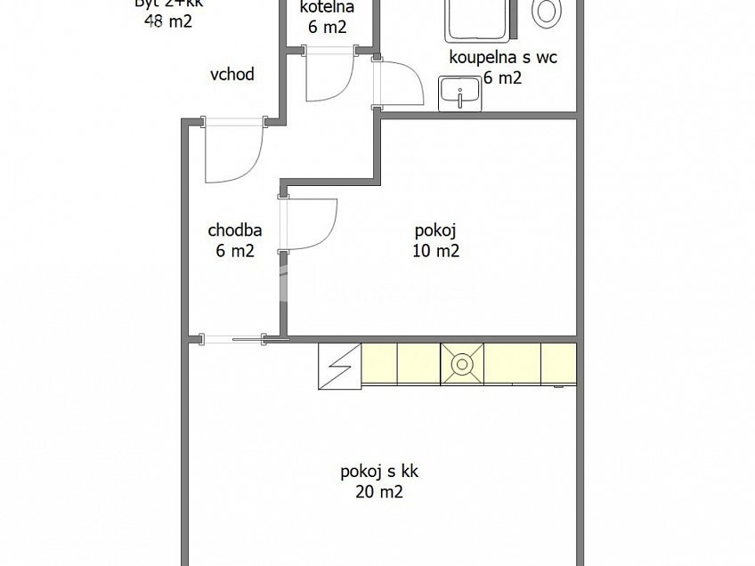 Pronájem bytu 2+kk 48 m^2 Jiřího z Poděbrad, Mělník 