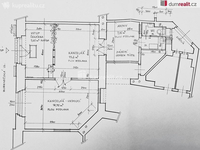 Pronájem  kanceláře 51 m^2 Bubenečská, Praha 6 