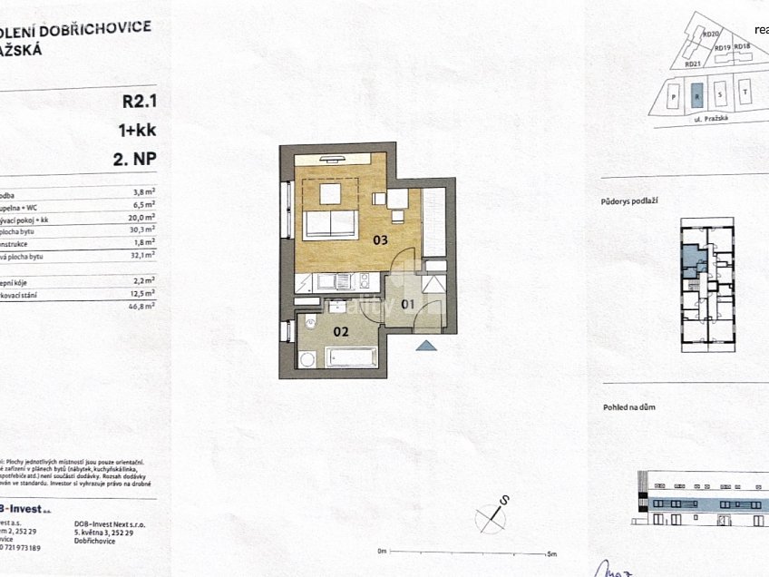 Pronájem bytu 1+kk 34 m^2 Pražská, Dobřichovice 