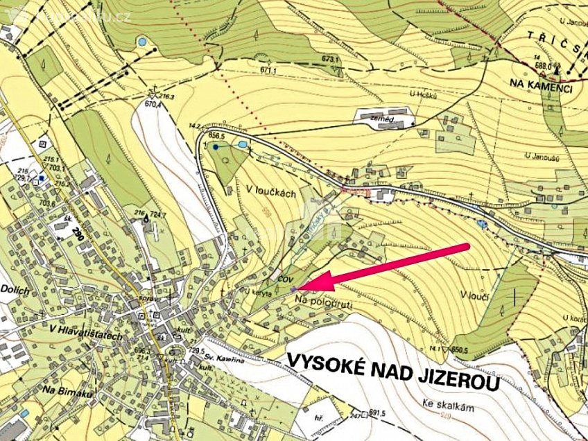 Prodej  stavebního pozemku 400 m^2 Vysoké nad Jizerou, Vysoké nad Jizerou 