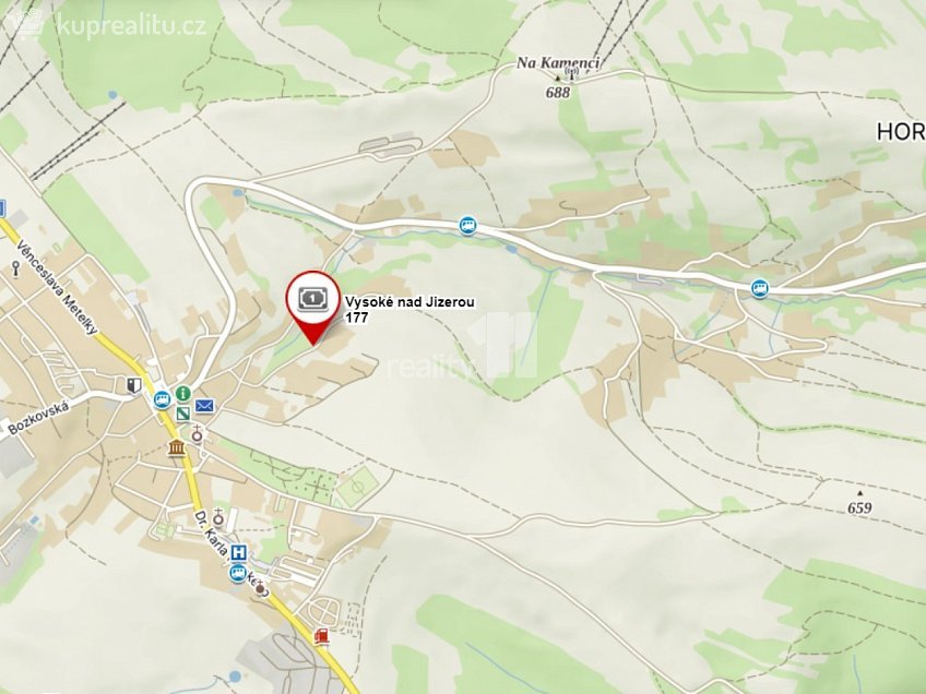 Prodej  stavebního pozemku 400 m^2 Vysoké nad Jizerou, Vysoké nad Jizerou 