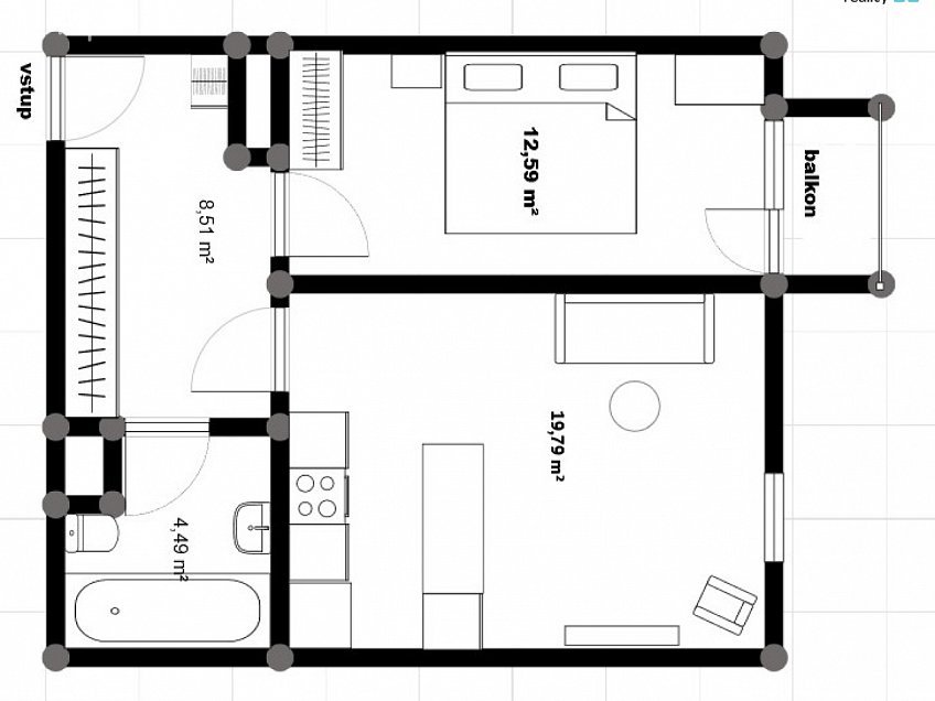 Pronájem bytu 2+kk 49 m^2 V závětří, Praha 7 