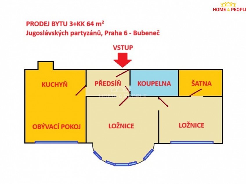 Prodej bytu 3+kk 64 m^2 Jugoslávských partyzánů, Praha 6 