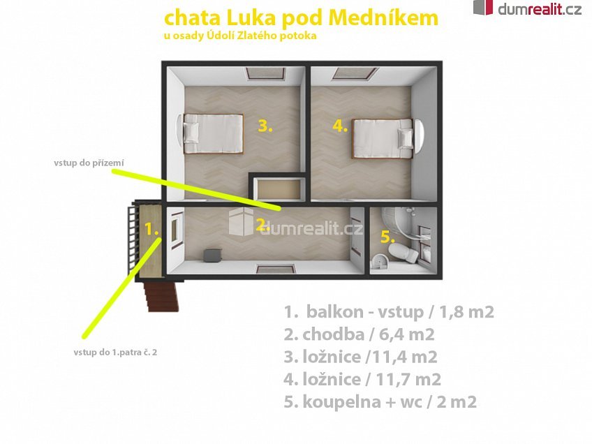 Prodej  chaty 60 m^2 Jílové u Prahy, Jílové u Prahy 