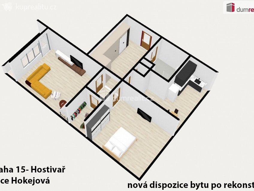 Prodej bytu 2+1 66 m^2 Hokejová, Praha 15 