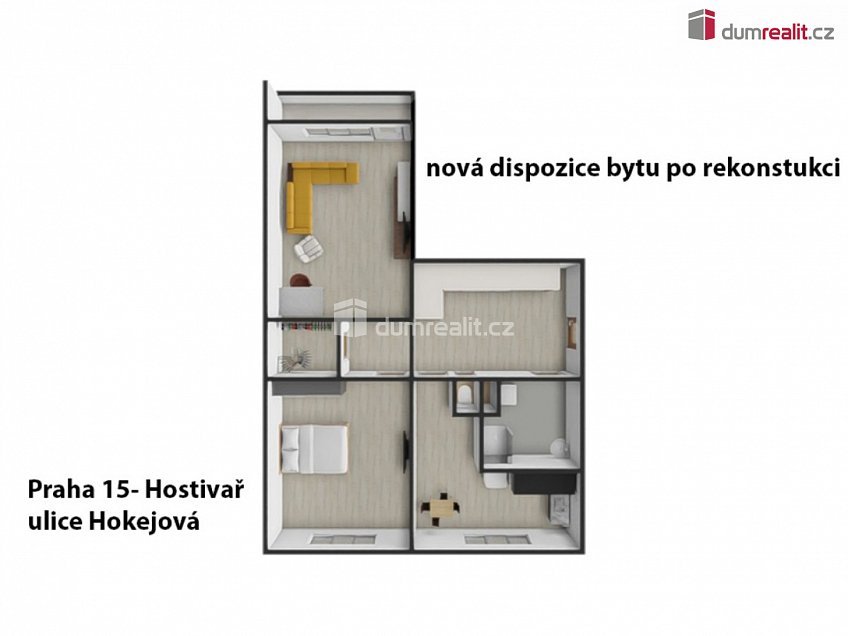 Prodej bytu 2+1 66 m^2 Hokejová, Praha 15 