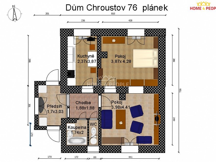 Prodej  rodinného domu 84 m^2 Chroustov, Chroustov 
