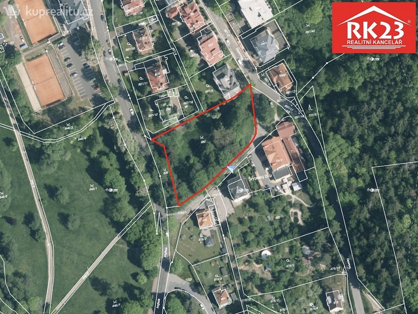 Prodej  stavebního pozemku 3377 m^2 Zeyerova, Mariánské Lázně 